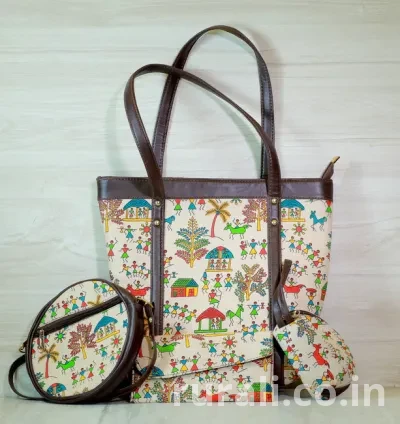 Handcrafted Ikat Ladies Handbag Set | Set of 4